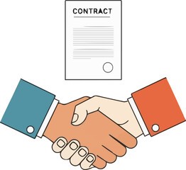 Handshake and Contract Agreement Concept Symbolizing Business Deal and Partnership Success