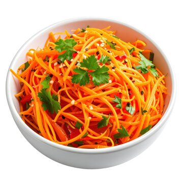 Fermented shalgam carrot salad, a traditional and healthy uzbek side dish, elegantly served and isolated on a stark white background