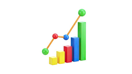 3D Bar Chart with Line Graph Showing Upward Trend