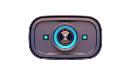 Blue Digital Camera with Lens and Buttons