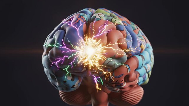 Brain Stimulating Colorful Lightning Between Hemispheres