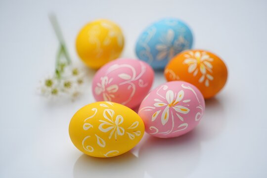 Colorful easter eggs with floral designs - Powered by Adobe