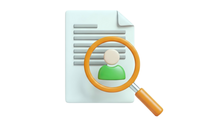 Magnifying Glass Over Person Icon and Document