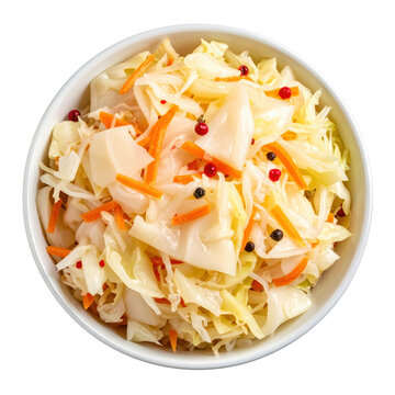 Classic pickled cabbage,isolated on white background a crunchy, tangy, and fermented side dish, healthy, vegan, and full of probiotics