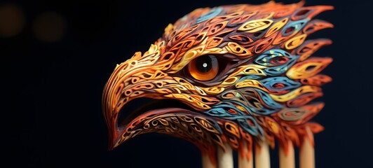 bear phoenix shaped matchstick carving,generative AI