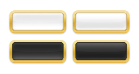 Buttons with gold frames in white and black color variations