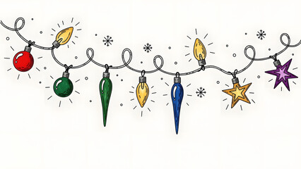 Festive decorative Christmas lights garland