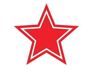 Obraz premium A vibrant, five-pointed star icon, a deep red hue framed by a thin white outline, set against a pristine white backdrop