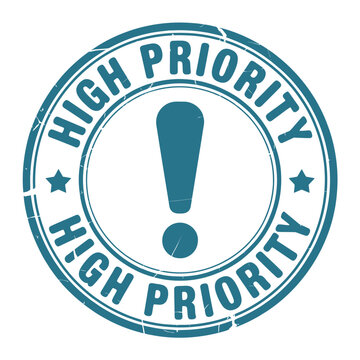 high priority stamp with exclamation mark and stars
