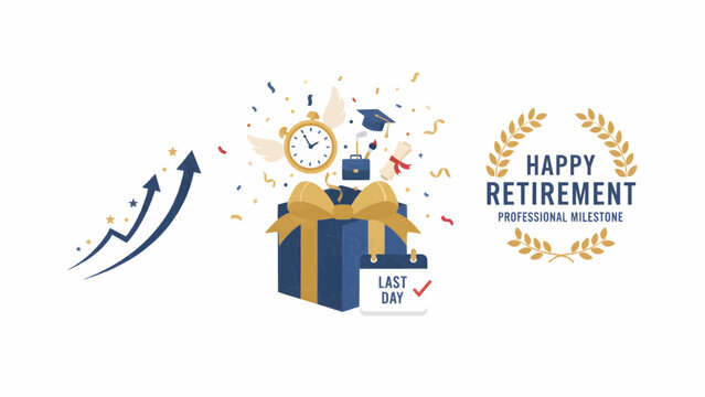 Happy Retirement Gift Celebration Vector Illustration 1