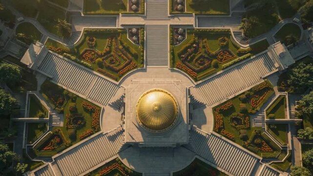 Aerial View of Shrine Garden During Ridv&aacute;n Celebration
