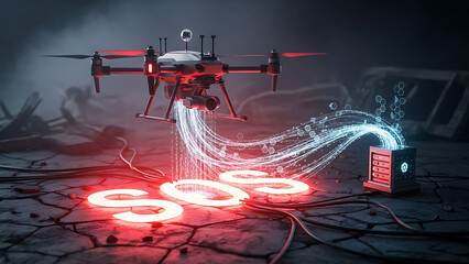 Autonomous drone leveraging the 3d edge computing concept to process critical sos data for rapid, low-latency emergency response.