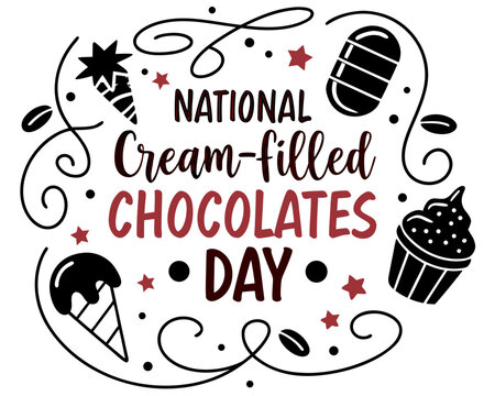 National Cream Filled Chocolates Day Vector Graphic, Assorted Chocolate Sweets Illustration
