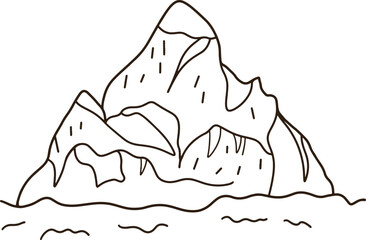 Black line icon of a large iceberg.