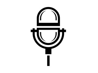 Black and white microphone audio recording equipment isolated on a white background studio sound symbol music technology icon