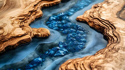 Casting epoxy resin stabilizing burl wood abstract art background texture. Beautiful image