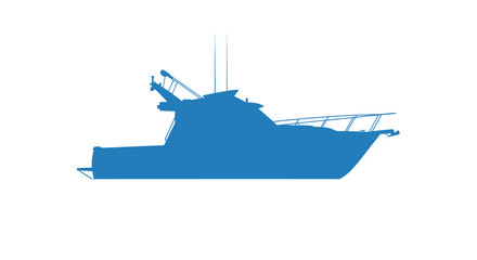 a blue silhouette of a boat on a white background © farhan