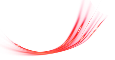 Abstract red glowing dynamic light curve on transparent background with curved neon lines and bright energy spark effect for digital design