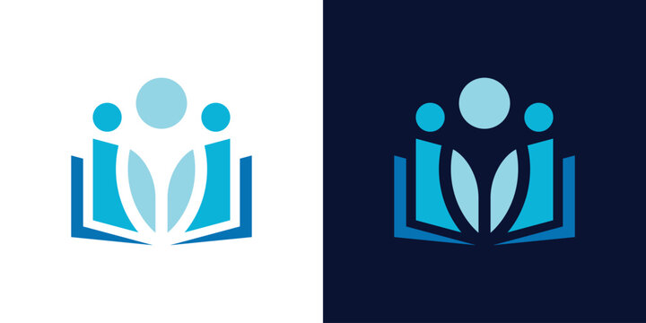 Dual meaning logo combining a book and human figure, symbolizing education, knowledge sharing, learning, and people-centered development.