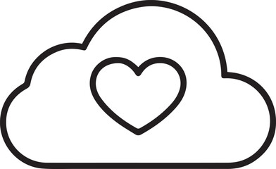 Obraz premium Heart Cloud Icon – Emotional Data Storage Line Vector