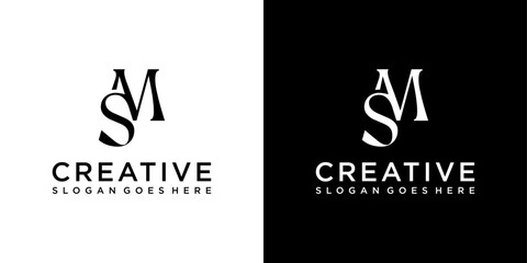 SM or MS initial letter logo design vector
