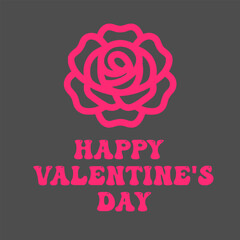 Happy Valentine's Day greeting with pink rose on gray