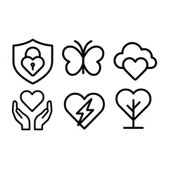 Heart symbols and icons for love and protection concepts