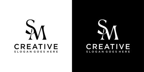 SM or MS initial letter logo design vector