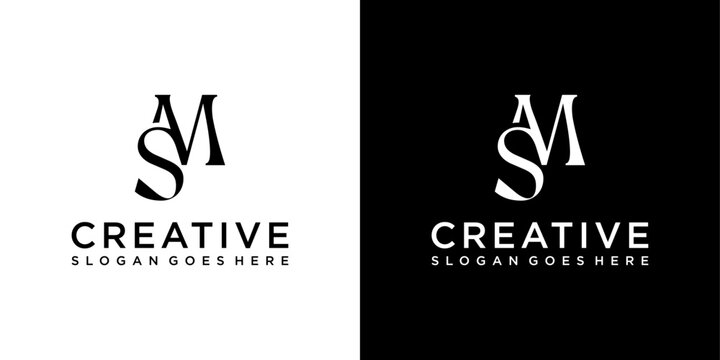SM or MS initial letter logo design vector