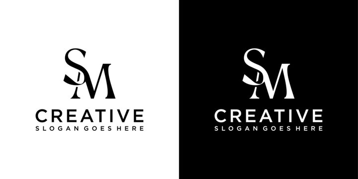 SM or MS initial letter logo design vector