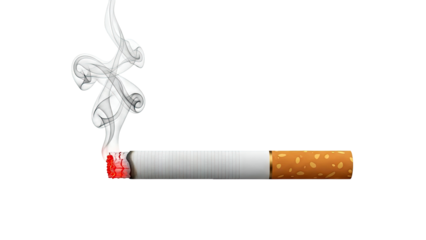 Burning Cigarette with Wispy Smoke