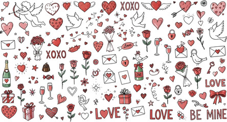 Valentine's day illustrations isolated on transparent background