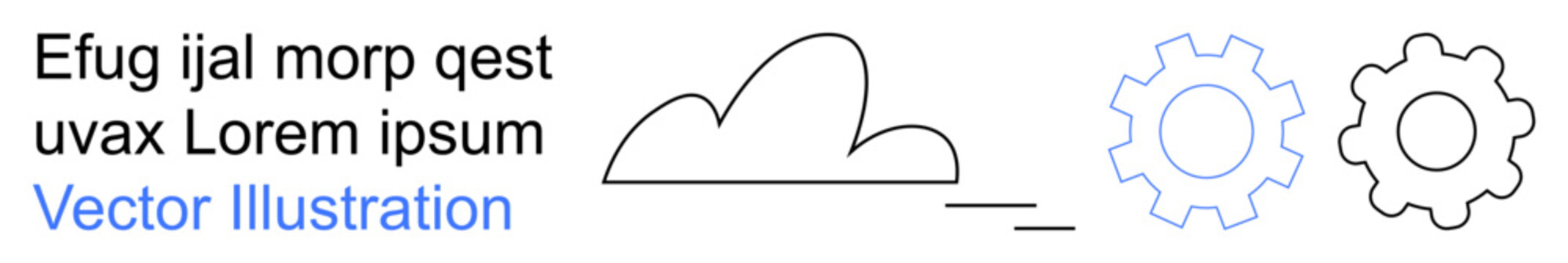 Technology, cloud storage, automation, software development, data management, innovation. Cloud icon with gear symbols and text. Cloud storage and automation