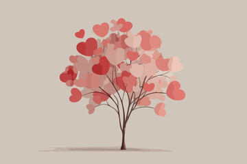 Valentines Love Tree Illustration Representing Growth Stability Deep Romance and Emotional Connection