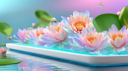 Pink Water Lily Flowers: Pond, Serenity, Floral Beauty