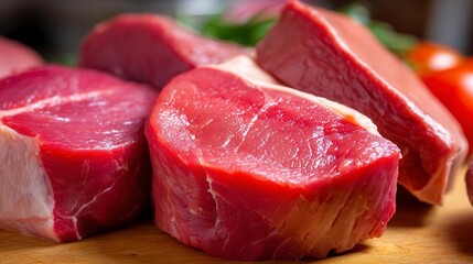 Fresh Raw Meat Cuts: Beef Steaks, Butcher Shop Quality