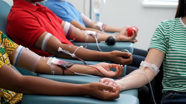 Diverse Group Participating in Blood Donation Drive