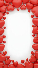 Obraz premium Red Heart Border Frame On White Background For Valentines Day hearts heart shapes