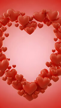 Red Heart Shaped Frame with Many Hearts valentain