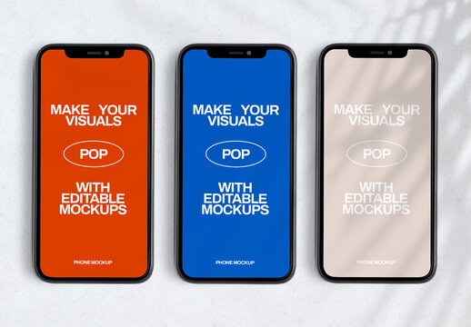 Colorful Phone Screen Mockups PSD