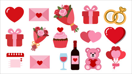 Valentine icon set, romantic ...