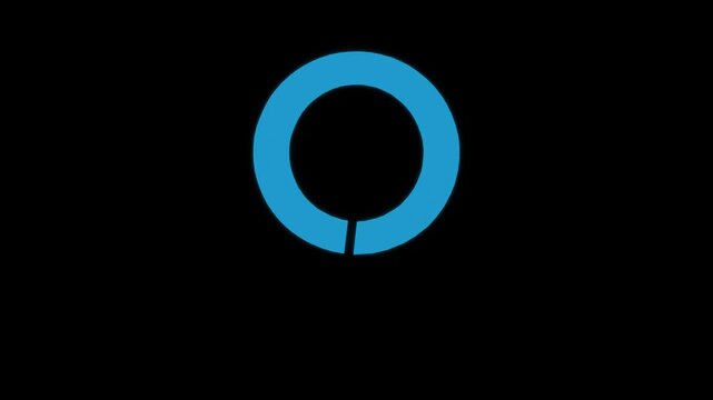 3d neon blue loading circle in black background. glowing 3d loading circle