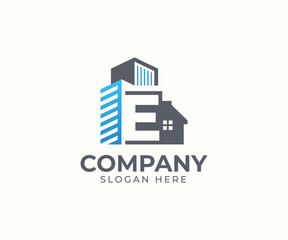 Set of real estate logo template with alphabet and building vector concept