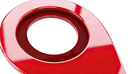 Close-up of a red 3D map pin marker