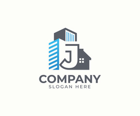 Set of real estate logo template with alphabet and building vector concept