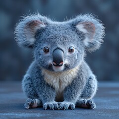 Fototapeta premium Cute Koala Bear Sitting on Wooden Surface