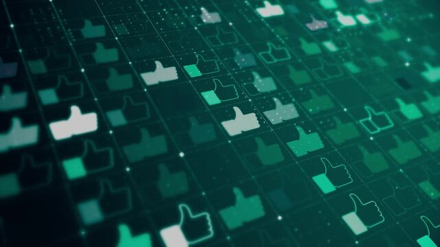 Social Media Like Icons in Digital Network Representing Online Engagement