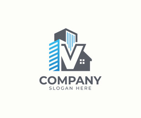 Set of real estate logo template with alphabet and building vector concept