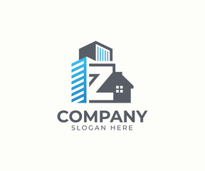 Set of real estate logo template with alphabet and building vector concept