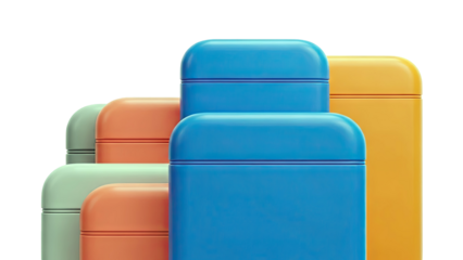 Colorful Cylindrical Containers Arranged in a Gradient